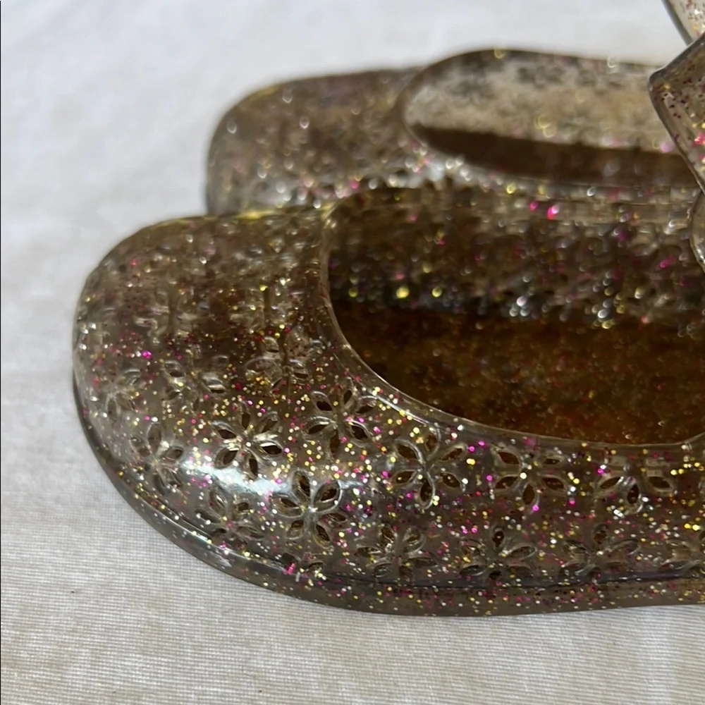 Source Unknown Brown/ pink Glitter Dress Shoes mini Melissa style #201